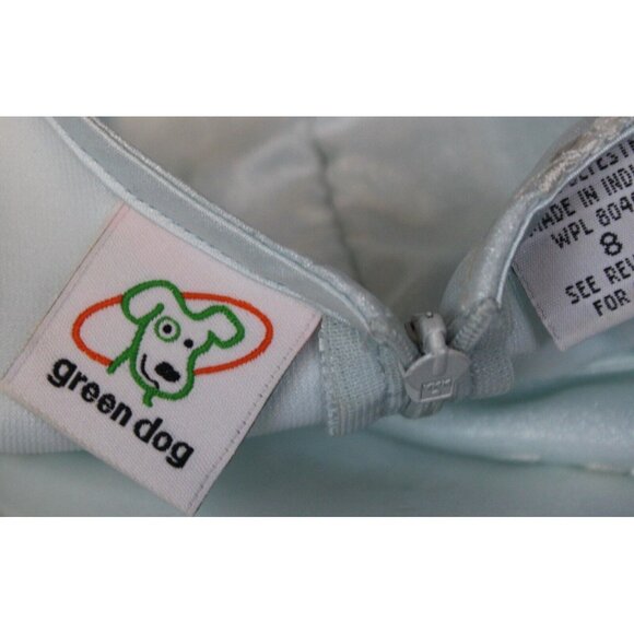 Green Dog Dress sz 8 Blue Wedding Flower Bow Shimmer Sheer Daisy Special Occasio - Picture 10 of 12